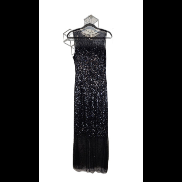 Sachin & Babi Womens Black Sequin Design Sleeveless Long Gown Dress Size 4 - Picture 8 of 9